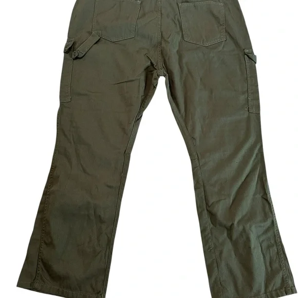 Boohoo Man Plus Slim Flare Gusset Paint Splatter Green Cargo Trouser Pants Sz 46 - Picture 6 of 16